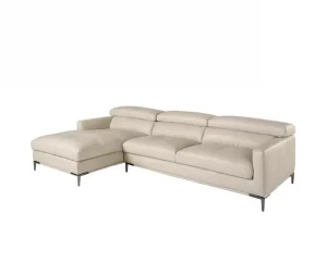 Sofá chaise longue esquerdo em pele de areia