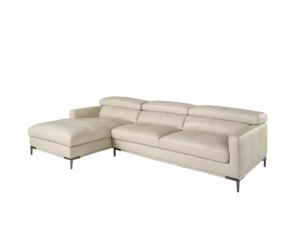 Sofá chaise longue esquerdo em pele de areia