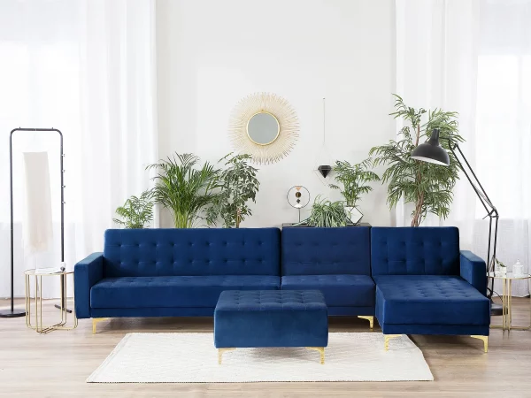 Schlafsofa ABERDEEN Samt Marineblau Otto+Mittel L/R CH