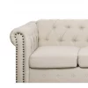 Sofá de 3 lugares em tecido creme com tachas metálicas CHESTERFIELD