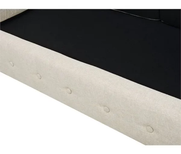 Sofá de 3 lugares em tecido creme com tachas metálicas CHESTERFIELD