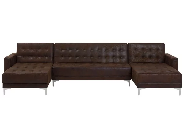 Sofa ABERDEEN U-förmig Lederoptik Old Style Braun CH