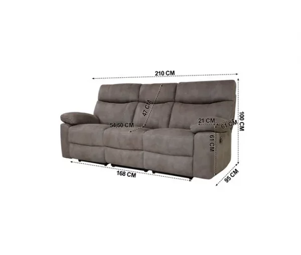 Sofá relax elétrico 3 lugares microfibra SHARONA