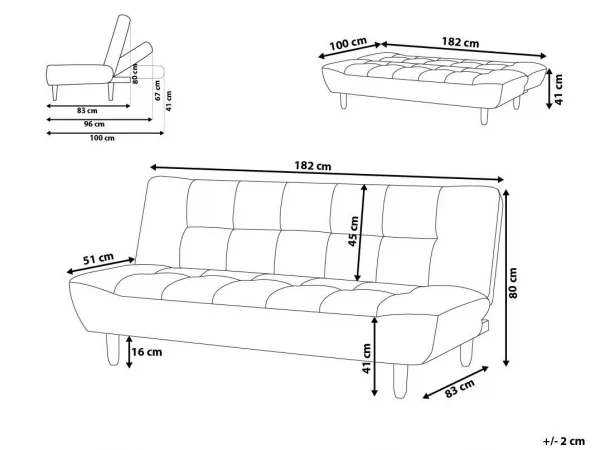 Sofa Bed, ALSTEN, Black,DEF