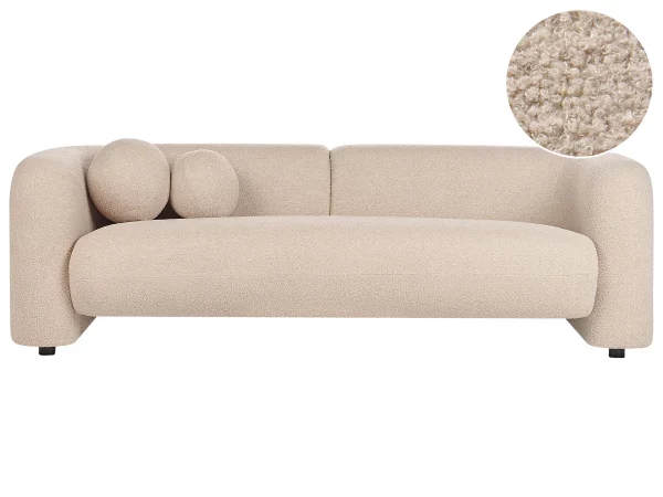 3 Seater Sofa, LEIREN, Beige Boucle DEF