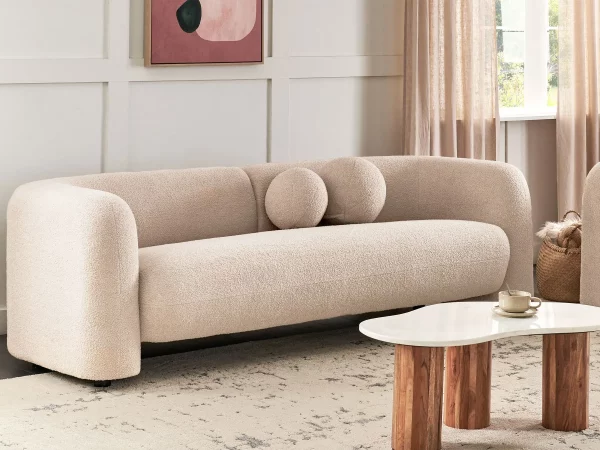 3 Seater Sofa, LEIREN, Beige Boucle DEF