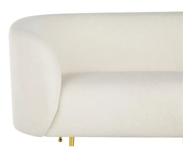 Sofá de 2 lugares estofado em tecido bouclé branco LOEN