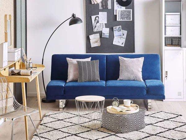 Schlafsofa YORK marineblau Samtstoff CH
