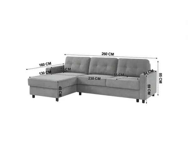 Chaise longue CIAN reversível 3 lugares cinza