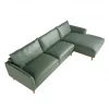 Sofá chaise longue direito em pele verde