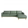 Sofá chaise longue direito em pele verde