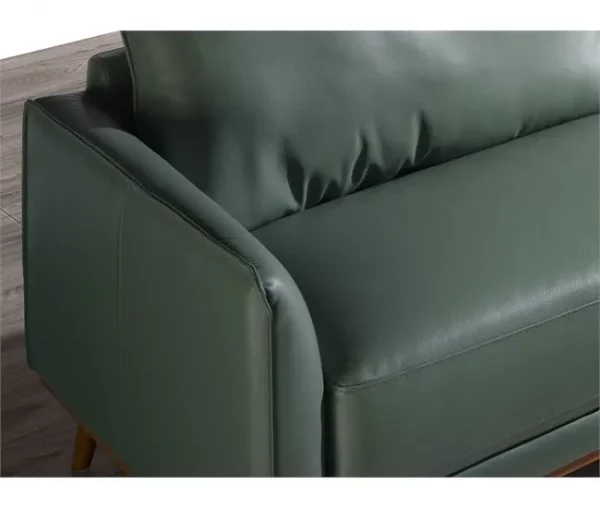 Sofá chaise longue direito em pele verde