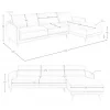 Sofá chaise longue direito em pele verde