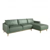 Sofá chaise longue direito em pele verde