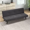 HOMCOM Sofá-cama 3 lugares projeto 2 em 1 Dobrável sem apoio de braços Estofamento em tecido Com toque aveludado Pernas levantadas Estofamento confortável 170x76x72,5 cm Cinza