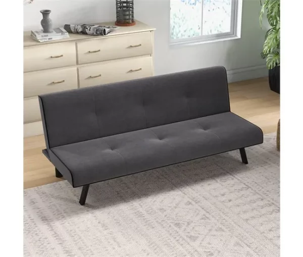 HOMCOM Sofá-cama 3 lugares projeto 2 em 1 Dobrável sem apoio de braços Estofamento em tecido Com toque aveludado Pernas levantadas Estofamento confortável 170x76x72,5 cm Cinza