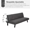 HOMCOM Sofá-cama 3 lugares projeto 2 em 1 Dobrável sem apoio de braços Estofamento em tecido Com toque aveludado Pernas levantadas Estofamento confortável 170x76x72,5 cm Cinza