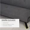 HOMCOM Sofá-cama 3 lugares projeto 2 em 1 Dobrável sem apoio de braços Estofamento em tecido Com toque aveludado Pernas levantadas Estofamento confortável 170x76x72,5 cm Cinza