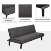 HOMCOM Sofá-cama 3 lugares projeto 2 em 1 Dobrável sem apoio de braços Estofamento em tecido Com toque aveludado Pernas levantadas Estofamento confortável 170x76x72,5 cm Cinza