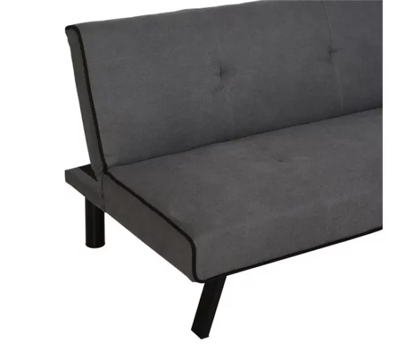 HOMCOM Sofá-cama 3 lugares projeto 2 em 1 Dobrável sem apoio de braços Estofamento em tecido Com toque aveludado Pernas levantadas Estofamento confortável 170x76x72,5 cm Cinza