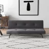 HOMCOM Sofá-cama 3 lugares projeto 2 em 1 Dobrável sem apoio de braços Estofamento em tecido Com toque aveludado Pernas levantadas Estofamento confortável 170x76x72,5 cm Cinza