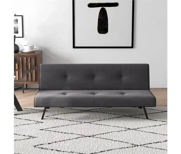 HOMCOM Sofá-cama 3 lugares projeto 2 em 1 Dobrável sem apoio de braços Estofamento em tecido Com toque aveludado Pernas levantadas Estofamento confortável 170x76x72,5 cm Cinza