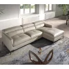 Sofá chaise longue direito em pele de areia
