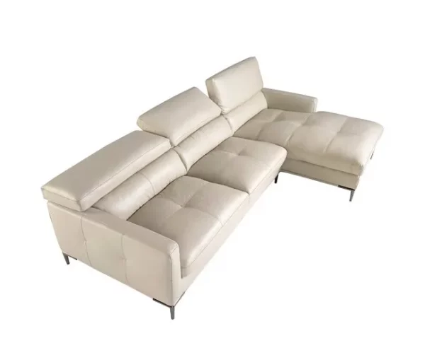 Sofá chaise longue direito em pele de areia