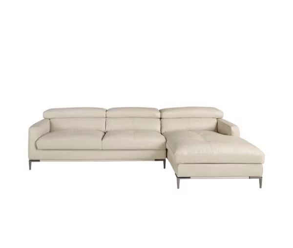 Sofá chaise longue direito em pele de areia