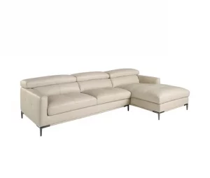 Sofá chaise longue direito em pele de areia