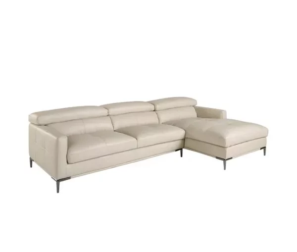 Sofá chaise longue direito em pele de areia