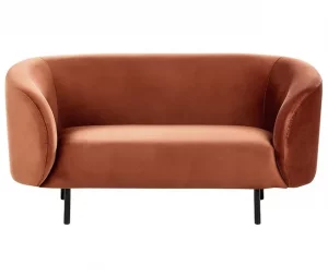 Sofá de 2 lugares em veludo laranja LOEN