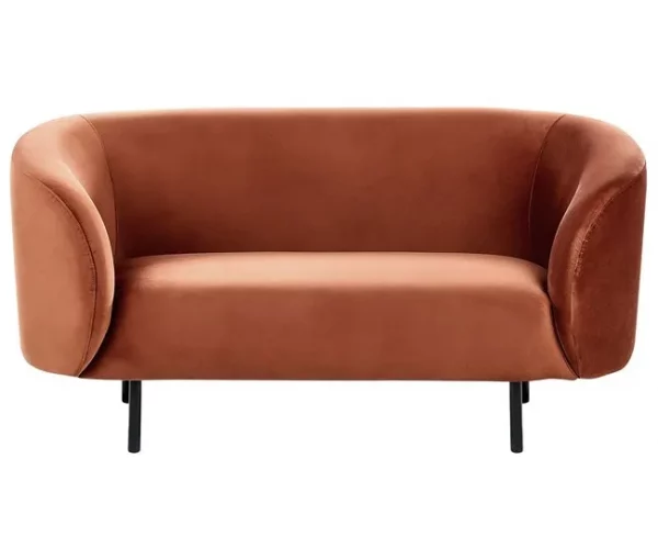 Sofá de 2 lugares em veludo laranja LOEN