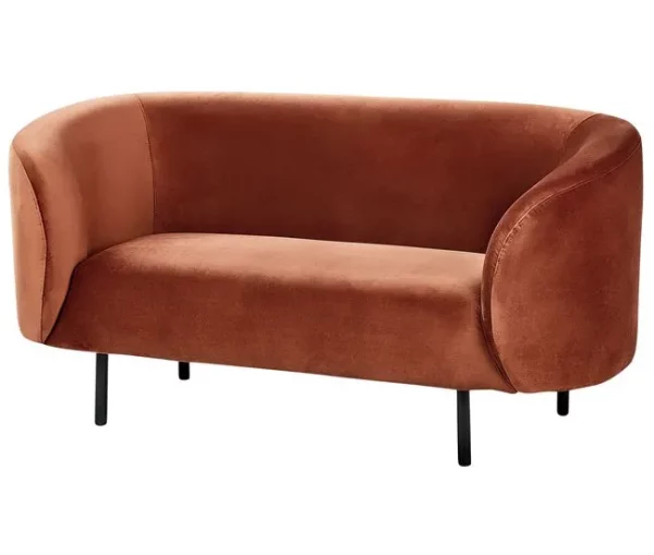 Sofá de 2 lugares em veludo laranja LOEN