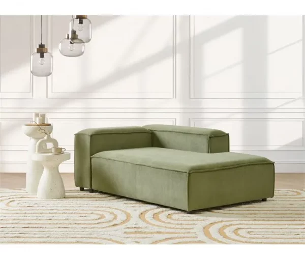 Chaise-longue à esquerda em bombazine verde ARDAL