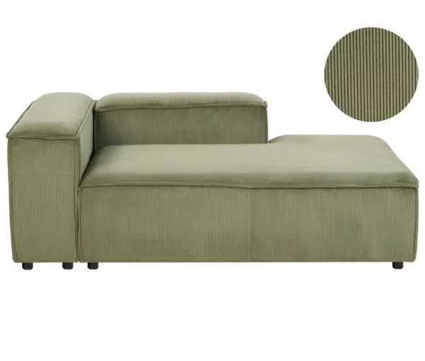 Chaise-longue à esquerda em bombazine verde ARDAL