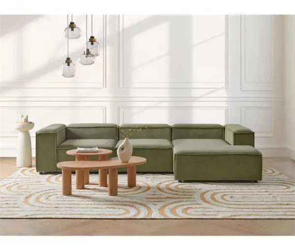 Chaise-longue à esquerda em bombazine verde ARDAL