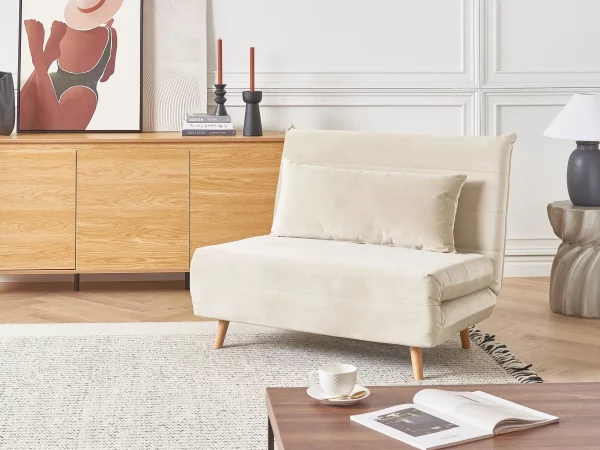 Sofa Bed SETTEN Velvet Cream DEF