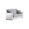 Sofá cama Dlobuon, Sofá cama de canto com container em couro ecológico e tecido, Sofá da sala com abertura click-clac e península reversível, 163x84h91 cm, Branco e Cinza
