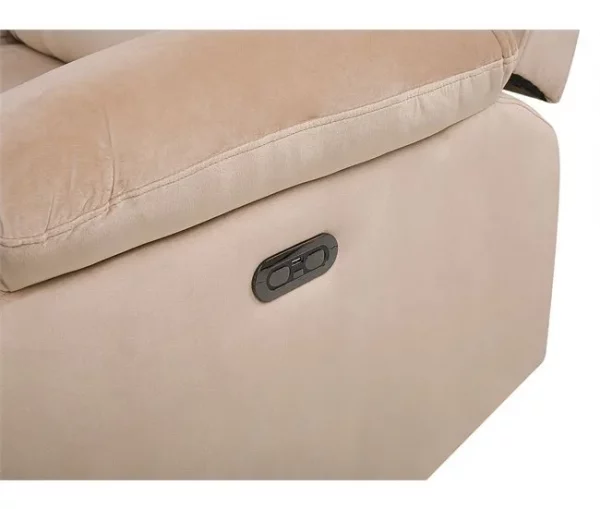 Sofá reclinável de 3 lugares veludo creme com LED e entrada USB BERGEN