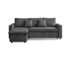 Chaise longue DRAKO reversível 3 lugares cinza escuro