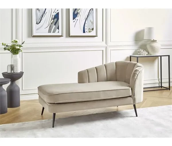 Chaise-longue à direita em veludo creme ALLIER
