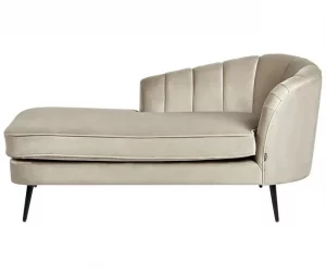 Chaise-longue à direita em veludo creme ALLIER