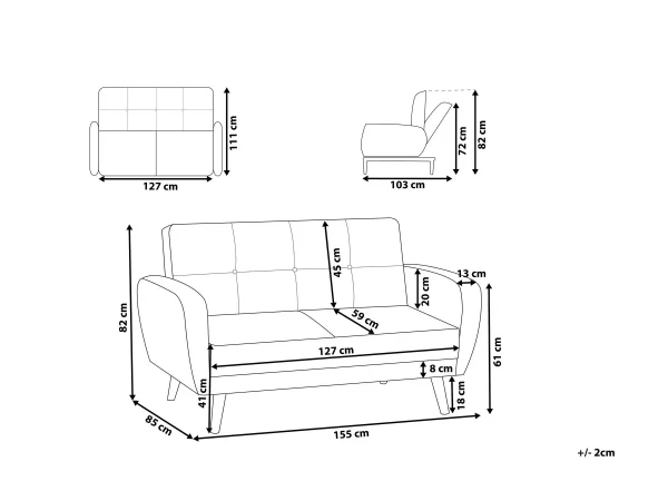2-er Schlafsofa FLORLI schwarz CH