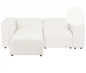 Sofá modular 2 lugares com repousa-pés em bouclé branco FALSTERBO