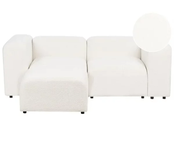 Sofá modular 2 lugares com repousa-pés em bouclé branco FALSTERBO