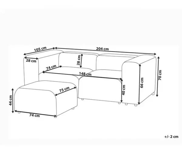 Sofá modular 2 lugares com repousa-pés em bouclé branco FALSTERBO