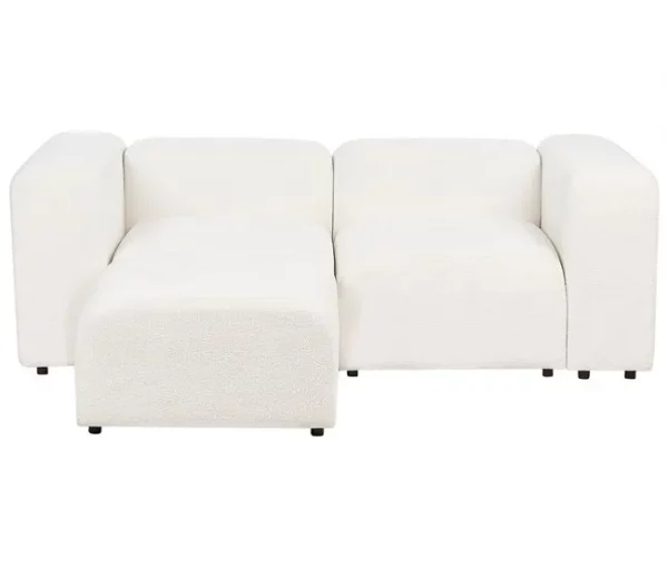Sofá modular 2 lugares com repousa-pés em bouclé branco FALSTERBO