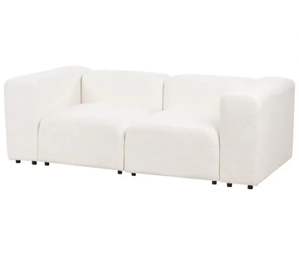 Sofá modular 2 lugares com repousa-pés em bouclé branco FALSTERBO
