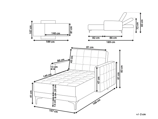 Chaiselongue ABERDEEN Samt Rosa CH